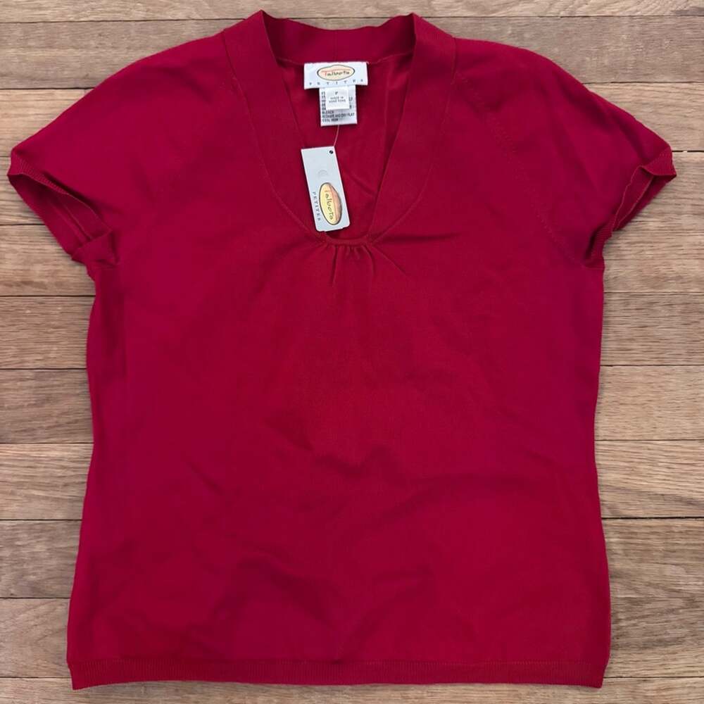 NWT Talbots women's red V-neck knitted blouse size XSP
 b11
